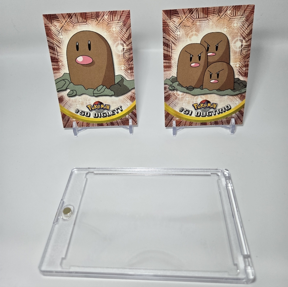 My Diglett” & “My Dugtrio” Topps Pokémon Cards – 1995 Style + Protective Case